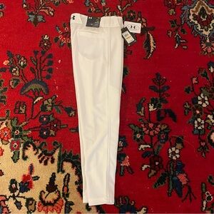 Under Armour white baseball pants size YMD tapered fit.